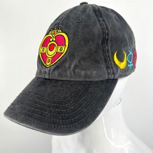Sailor Moon Cosmic Heart Character Emblems Black Denim Adjustable Hat Black
